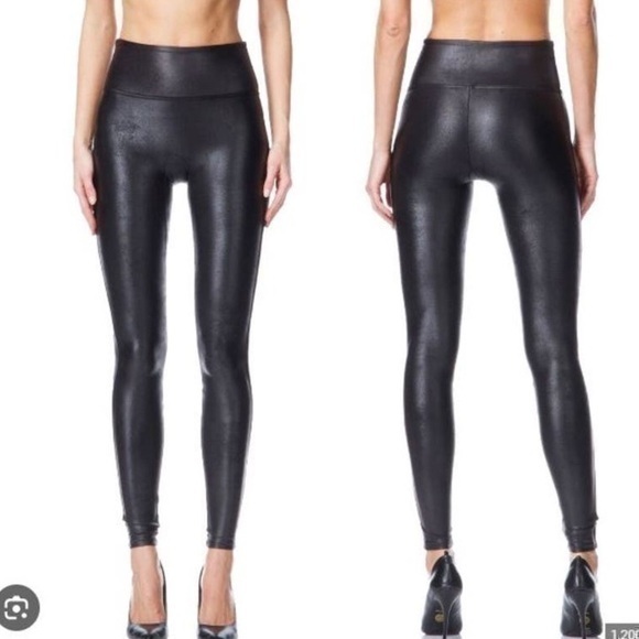 SPANX Pants - SPANX Black Faux Leather Leggings Small